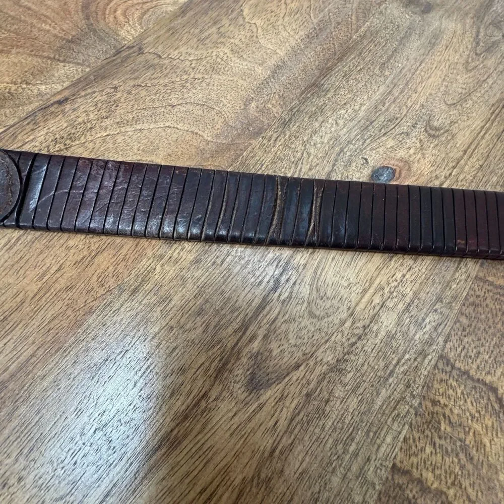 Fossil Woven Leather Belt Chocolate Brown